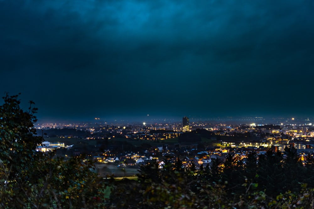 Brynebyen by night fra Tinghaug